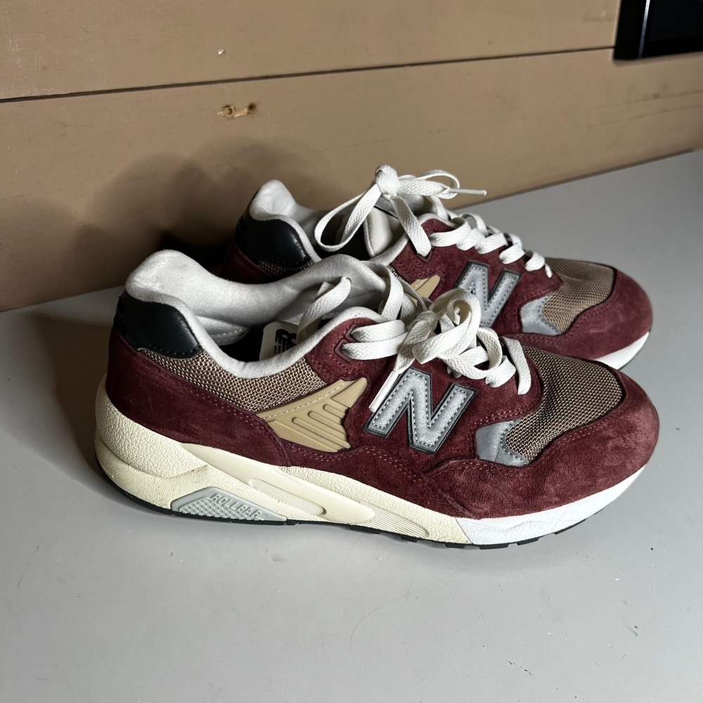 New Balance 580 Burgundy Tan Suede Mesh Sneakers MT580ECA Mens 8